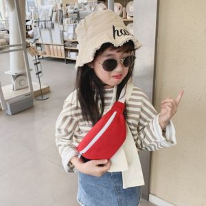 DOWNA Chất liệu vải canvas Túi đeo eo trẻ em Màu đơn sắc 1 cái Túi đeo hông bằng vải canvas Di động Dây đeo có thể điều chỉnh Túi đeo chéo vai Dành cho các cô gái