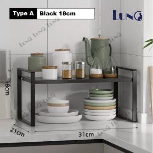 Kitchen Rack Stackable Plate Rack Kitchen Cabinet Shelf Spice Rack Organizers Adjustable Extendable 31cm-55cm