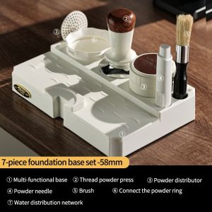 BINCOO Coffee Tamper Set Walnut Wooden Powder Coffee Press Hammer Coffee Maker Handle Storage Base Set Espresso Coffee Utensils 51/58MM