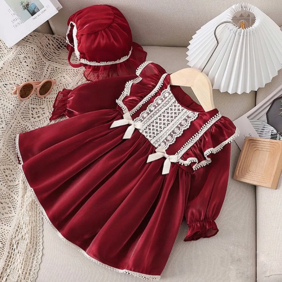 Váy đỏ tết cho bé gái thu đông- v5- BABYSTORE88 Đầm đỏ trẻ em dài tay hàng  thiết kế 1 2 3 4 5 6 7 8 tuổi | Lazada.vn