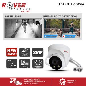 Rover Systems 2MP Dome Indoor XVI DUAL LIGHT CCTV Camera | AUDIO OVER COAX | Built-in Mic | Required Rover DVR