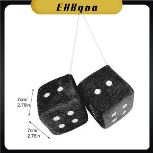 EHBqna[COD] 2 Plush Dice Toys Velvet Car Hanging Decoration Soft Stuffed Pair with Suction Cup for Rearview Mirror Pendant Ornament Interior