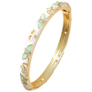 FIRST SONG Elegant Enamel Flower Bangle Colorful Enamel Chinese Style Open Cuff Bracelet Vintage Handmade Vintage Cloisonne Bangle Gifts for Women Girl