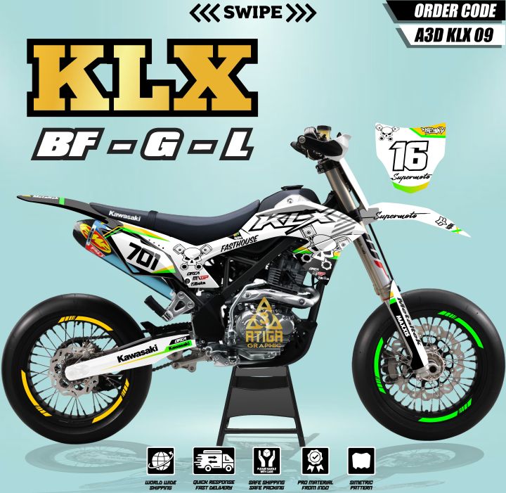 Decal Sticker Klx Bf G Se Full Body Terbaru Modern Supermoto Bisa Custom Decal Klx Dekal