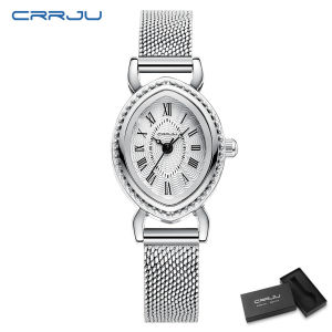 CRRJU Jam Tangan Wanita Elegan Vintage Kuarsa Tahan Air Dial Kecil Tali Baja Tahan Karat Emas 5031