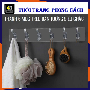Thanh Treo Đồ Dán Tường 6 Móc Liền Mạch Trong Suốt Siêu Chắc Chịu Lực Tốt - Vỉ 6 móc dán tường trong suốt chịu lực đến 10kg