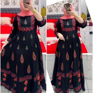 Baju Wanita Gamis Hindi Madullah Bordir Katun Rayon Premiyum