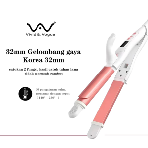VIVID&VOGUE 2in1 Ion Catokan Rambut dan Pengeriting Rambut Hair Straightener 32MM