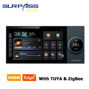 Home 4 Zone Audio Inwall Amplifier 7 Inch Android 11 Alexa Voice Tuya Smart Home Control Panel 8x30W Channel WiFi Wall Amplifier