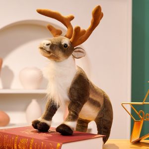 JOJO CASTLE 2025 Merry Christmas Gift Ideas for Kids Simulation Elk Plush Toy Xmas Elk Doll Christmas Stuffsd Toys Elk Plush ToysReindeer Doll Childrens Christmas Decoration Props 圣诞节礼物