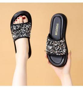 Free Shipping Best-Selling] Korean-Style Platform Sandals With Sequins Perfect For Wearing With Dresses Summer New Beach Sandals