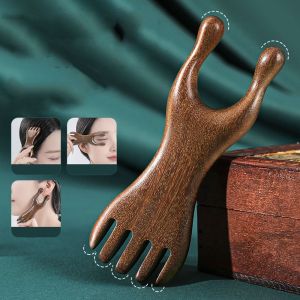 LALEUCA Portable Massage Comb Sandalwood Facial Lifting Meridian Comb Manual Massage Relieve Rhinitis Nose Massager