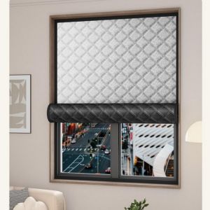 DewyBabe Blackout Window Curtain Soundproof Self Adhesive Drill Free Thermal Insulated Room Darkening