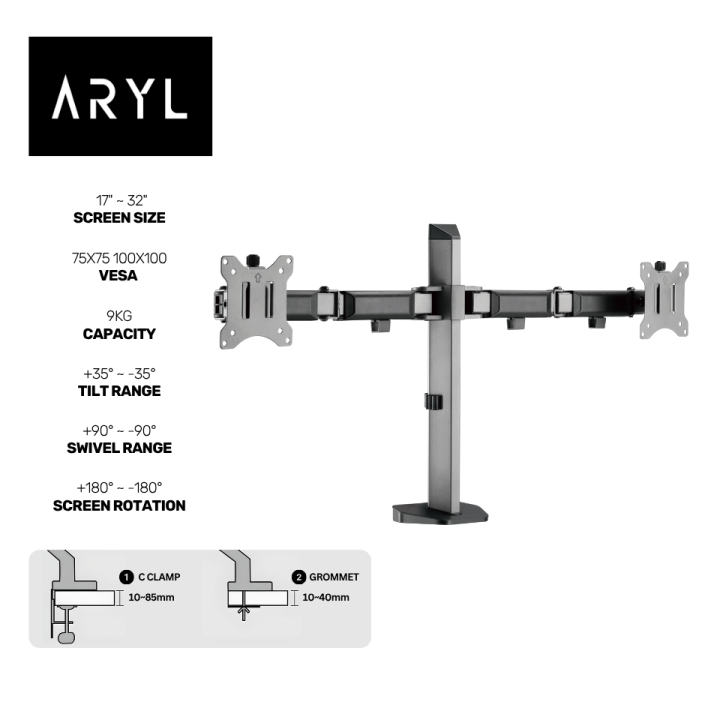 the Aryl™ Deluxe Dual-Monitor Articulating Monitor Arm | Lazada