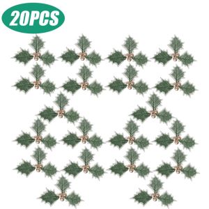 10/20Pcs Christmas Simulation Holly Berry Leaves DIY Wreath Christmas Tree Decoration Home Christmas and New Year Decorations