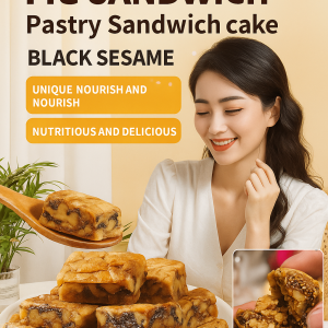 Gourmet Fig Black Sesame Walnut Sandwich Pie Rich Nutty Filling with Whole Grain Crust Protein-Packed Healthy Snack