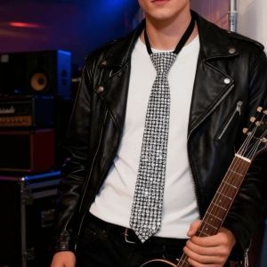 THANKSKY Phong cách đầu máy xe lửa Cà vạt đính đá toàn bộ Đen Vòng cổ choker Cà vạt dài phong cách Punk Cà vạt trang trí Dây chuyền Cà vạt đã thắt sẵn Phụ nữ