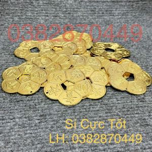 Đồng Xu Hoa Mai Đồng Mạ Vàng Bỏ Bóp Ví Phong Thuỷ Tài Lộc May Mắn