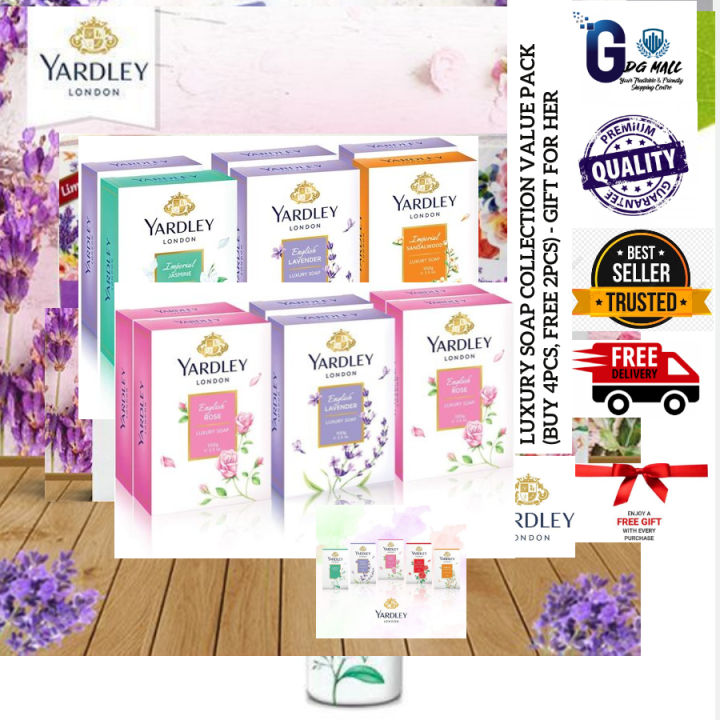 YARDLEY LONDON LUXURY SOAP COLLECTION VALUE PACK (BUY 4PCS, FREE 2PCS) - 6 x 100g - LUXURY SOAPS - 100% ORIGINAL PRODUCT