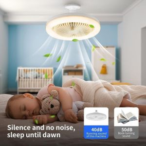 2 in 1 Ceiling Fan Light with Remote Control for Bedroom LED Bulb Light and Adjustable Speeds
