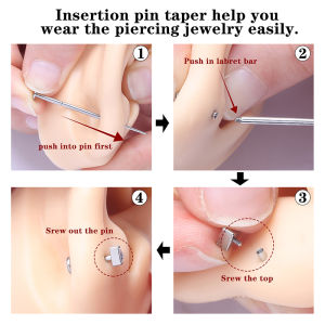 Hmeme ชุดเครื่องมือเจาะเกลียวภายใน6ชิ้นทำจากสเตนเลสสตีลสำหรับเจาะรูเจาะที่ติ่งหน้ารูหูเครื่องประดับจมูก