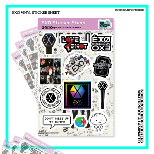 KPOP Cute EXO Vinyl Sticker Sheet – Matte Waterproof Laptop & Tumbler Stickers (10pcs)