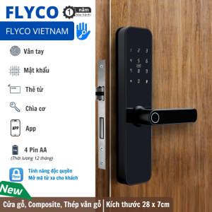[2025] Khóa thông minh Flyco dành cho Chung Cư Căn Hộ Gỗ Composite Thép Vân Gỗ Nhôm Xingfa cửa đẩy lùa kéo App TTLock - Bảo hành 1 năm - Face ID Mở Khóa Khuôn Mặt