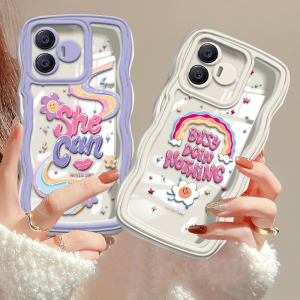 (Lokal Ready) Xinyu Casing hp Realme C53 C51 C55 C33 C35 C31 C30s C21Y C25Y C11 2021 C20 C15 C25 C17 C12 C3 Realme10 9i 8i 7 Pro Realme5 Pro 5i 5S 6i Narzo 50A Prime Warna-warni Pelangi Kata-kata Bahasa Inggris Tepi Bergelombang Soft Case