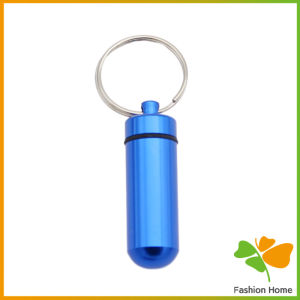FASHION กล่องยายาพวงกุญแจอลูมิเนียม กล่องใส่ยาขนาดเล็กแบบพกพากันน้ำ Keychain Pill Box