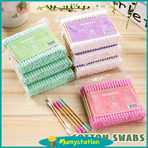 Mumystation 100pcs cotton bud bayi/cotton swabs spiral pack cotton buds berujung ganda i/sanitary cotton swab