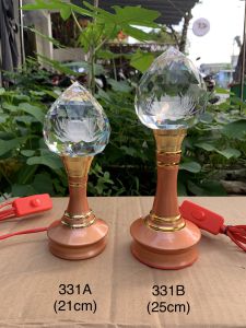 TẶNG DÂY LED 5M Đèn thờ pha lê đổi màu quả đào có hoa sen ở giữa 21cm/ 25cm - nhiều chế độ sáng- đèn thờ 7 màu