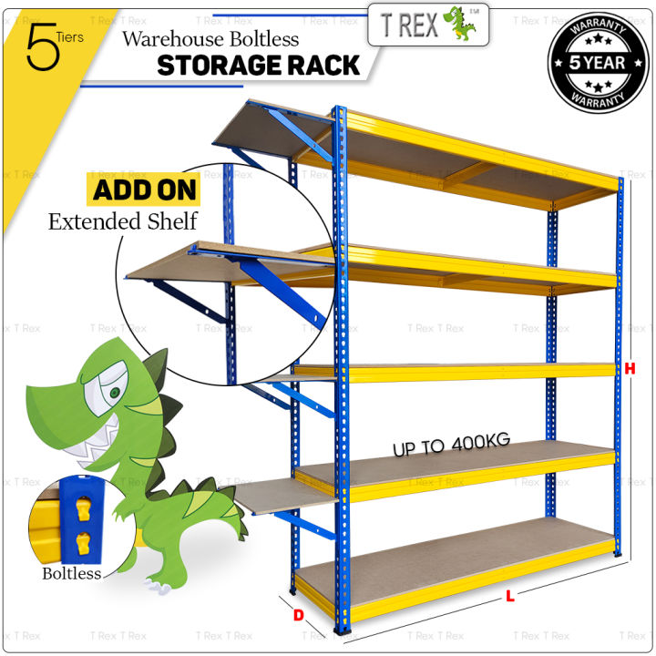 Y&Y Eco - T Rex 5 Tier Yellow & Blue Heavy Duty Warehouse Boltless ...