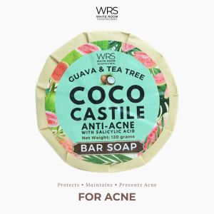 WRS Coco Castile 120g Coconut Bar Soap with Guava Tea Tree Extract Tea Tree Essential Oil All-Natural Full-Body Cleanser Body Care Skin Care Comfort Skin Repair Revitalizing Aromatherapy Bath Soap