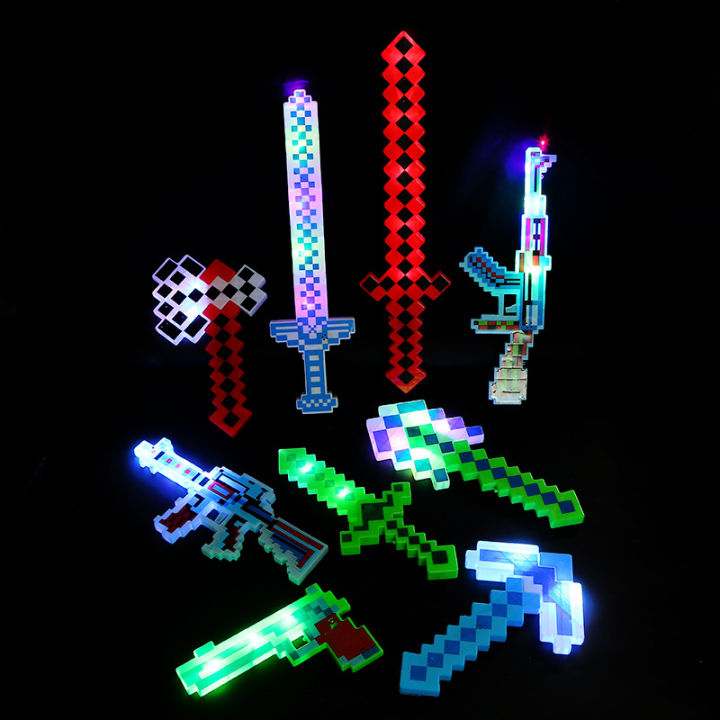My World Minecraft Peripheral Led Luminous Toy Mc Pickaxe Sword Axe ...