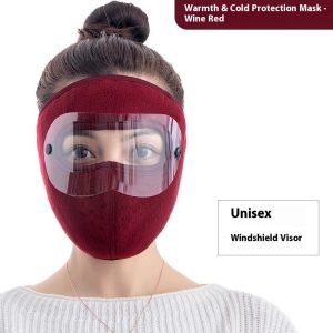 Mặt nạ che cả mặt lông cừu ấm áp mùa đông với kính có thể tháo rời cho đi xe đạp ngoài trời và bảo vệ gió
