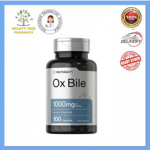 Daily Gut Wellness Horbaach Ox Bile 1000mg 100 Capsules Supports Digestion of High-Fat Foods Free From Gluten Soy Lactose and Any Artificial Synthetic Components