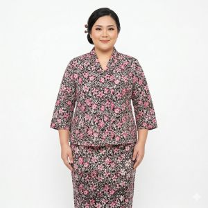 Exclusive One Set Kebaya Saloma Batik- (Size L) - 100% Genuine Handmade Batik - Hand-Stamped
