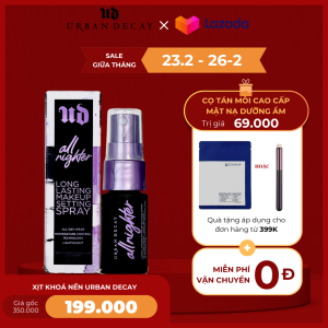 Xịt khoá nền URBAN DECAY Makeup Setting Spray 15ml Giúp lớp nền của khô thoáng chống nước trong suốt 16h