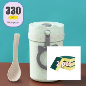 [loveme 258]Kids straw cups Breakfast cups Portable spoons Lidded cups Milk cups Student cups Double insulation cups双层保温杯
