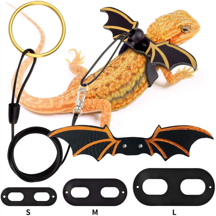 Adjustable Bearded Dragon Leash with Bat Wings, S M L Size Soft