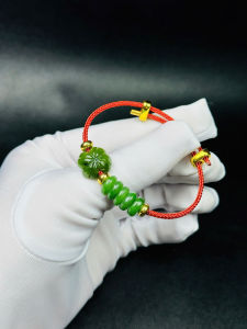 vòng tay nữ cỏ 4 lá ngọc bích tự nhiên mix đồng điếu ngọc bích vòng tay đá phong thủy trang sức thiết kế đủ hóa đơn thẻ bảo hành