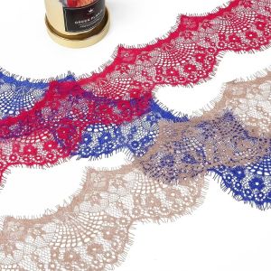 VMCTRD Floral Pattern Lace Trim Ribbon 3 Yard Soft Texture Eyelash Lace Fabric Cuttable Floral Lace Trim Dress Sewing