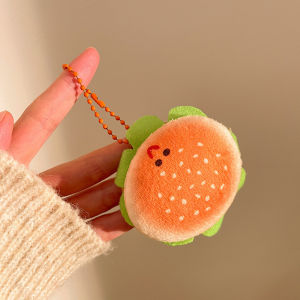 Food Plush Keychain Cute Cartoon Food Fluff Pendant Simulated Hamburger Sushi Doll Bag Decorate