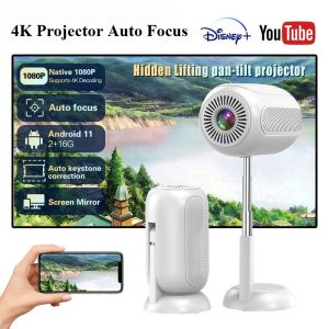 【Auto Focus】 Mini 4K Full HD Projector Netflix Smart Android Ultra HD 1080P  Video Wireless WiFi Bluetooth Connection 3D Sound Speaker Portable Outdoor Office Home Theater Audio Adjustable Usb with Phone Screen Sync Wired LED Movie Projector LCD