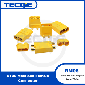 Amass XT90 Male and Female Power Connector with Yellow Rubber Sheath Cap for High Voltage Battery Electronic Car Drone Accessories Spare Parts Yellow [Tecqie]