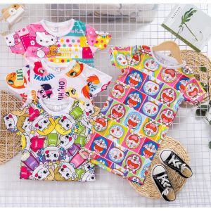 SIZE ĐẠI | Váy đầm suông chất thun lạnh in 3D hoạt hình cực sắc nét đẹp cho bé 8-28kg