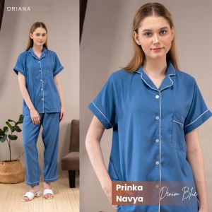 [Just You & Me] Oriana Sleepwear Piyama Pendek Poly Bamboo Prinka Navya Series | Baju Tidur Pajamas One Set