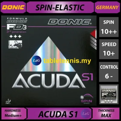 Donic Acuda S1 Spin-Elastic Inverted Table Tennis Rubber Getah Ping Pong Made In Germany ITTF Approved