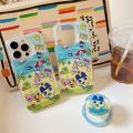Cute Cartoon Beach-themed Tamagotchi Round-edge Stand Phone Case for iPhone 12 Pro Max, Soft Dual-sided IMD Phone Protector for iPhone13,14,15,16 Pro Max,Japanese and Korean Anime. 