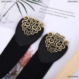 [COD] WEICHENG Korean Fashion Ladies Decorated Elastic Wide Belt Buckle Dress Sweater Sweater Waist Belt for Woman